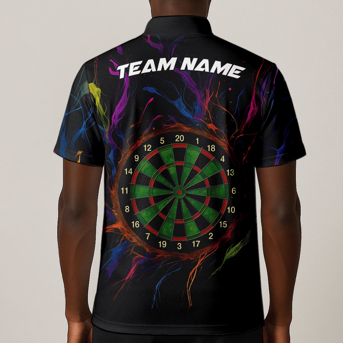 Personalized Black Rainbow Paint Splash Dart Polo Shirt For Men E9663 additional image 1