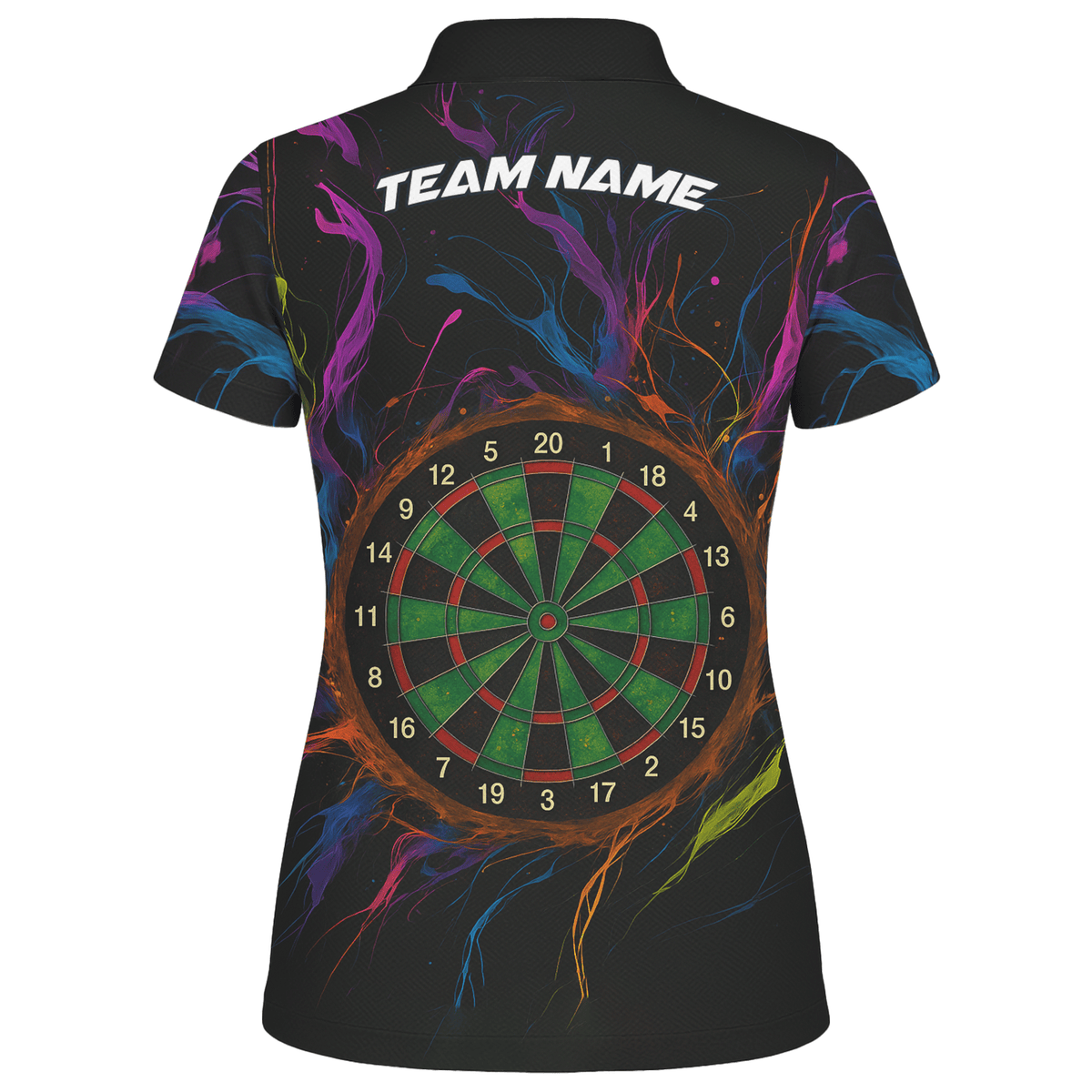 Personalized Black Rainbow Paint Splash Dart Polo Shirt For Women E9663 additional image 2