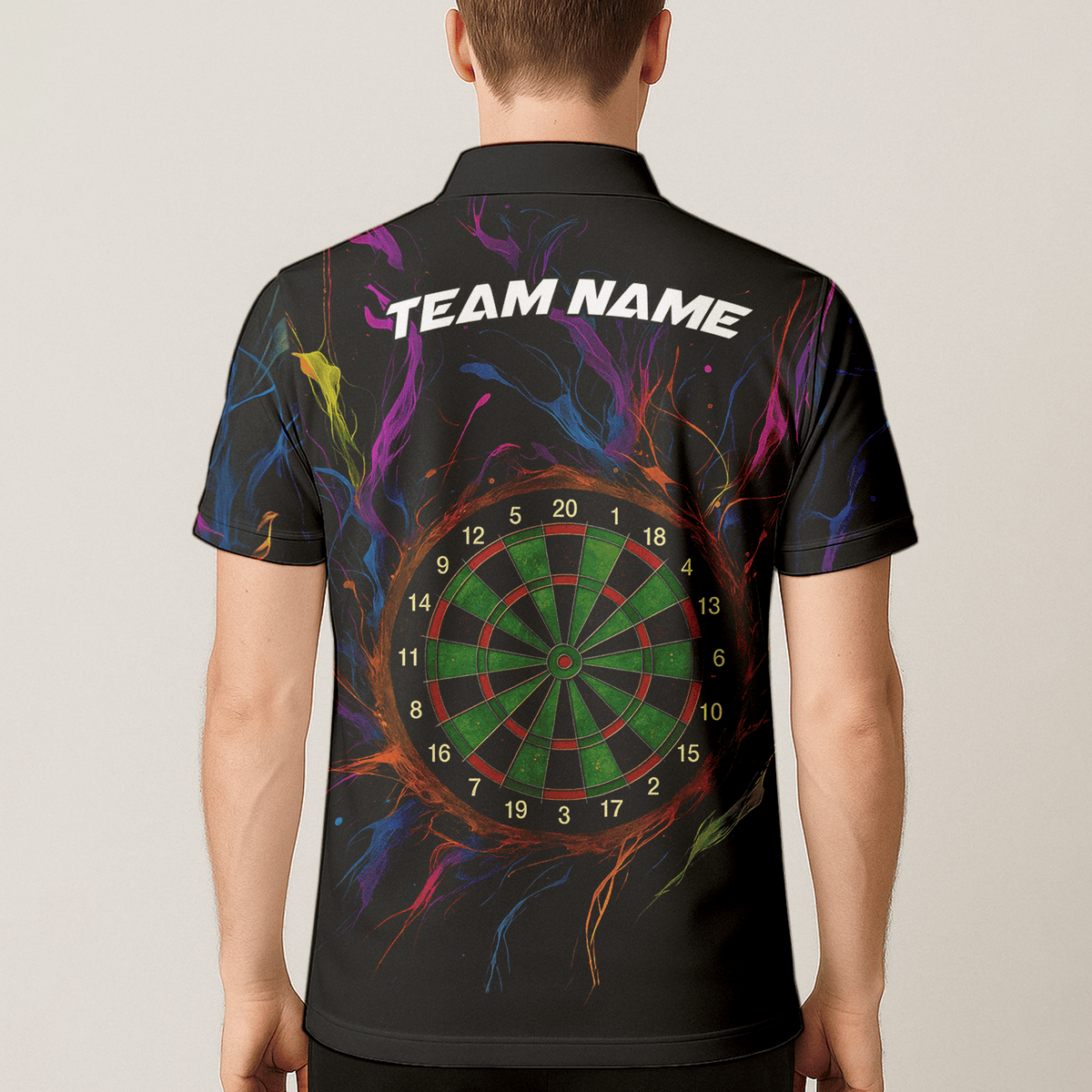 Personalized Black Rainbow Paint Splash Dart Polo Shirt For Men E9663 additional image 5
