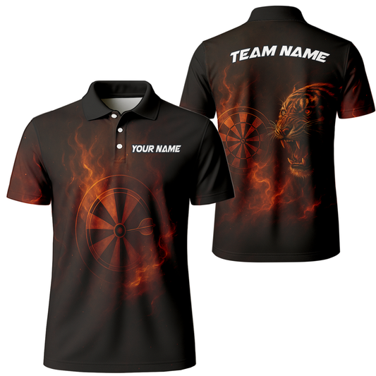 Personalized Fire Tiger Dart Jersey Custom Name Team Black main image - polo, Pocket No