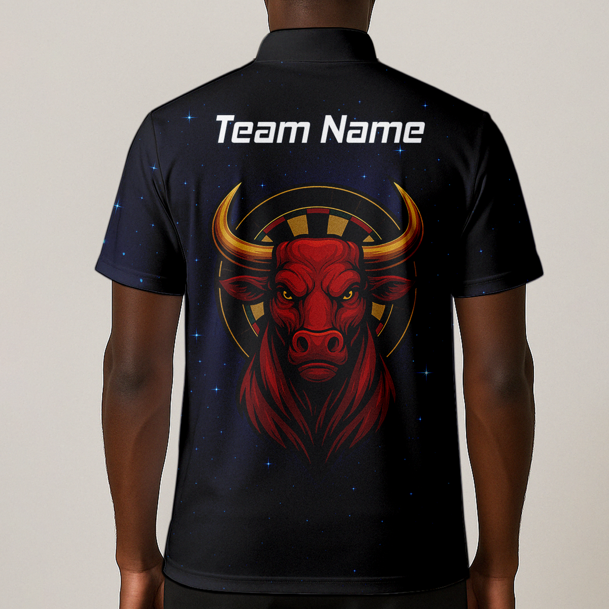 Personalised Taurus Bull Darts Polo Shirt Black Red Gold For Men M5020 additional image 1
