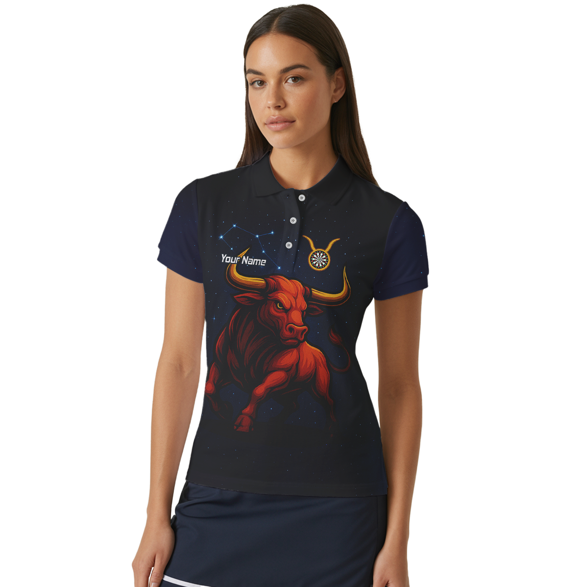 Personalised Taurus Bull Darts Polo Shirt Black Red Gold For Men M5020 additional image 4