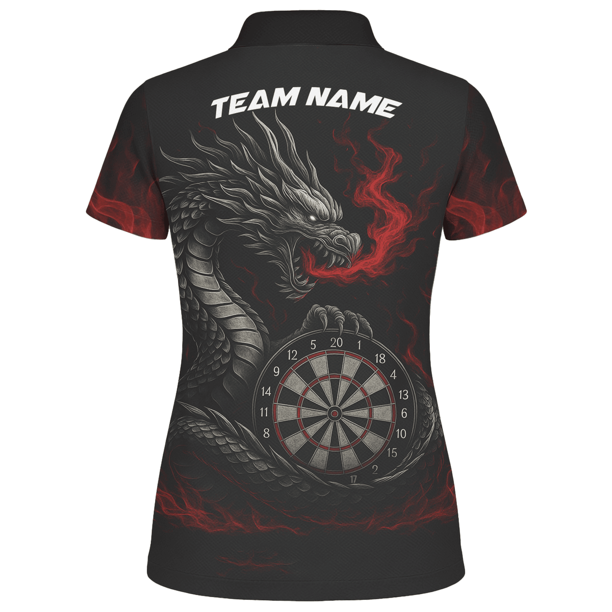 Personalized Fire Dragon Dart Polo Shirt Black Red For Women B3964 additional image 2