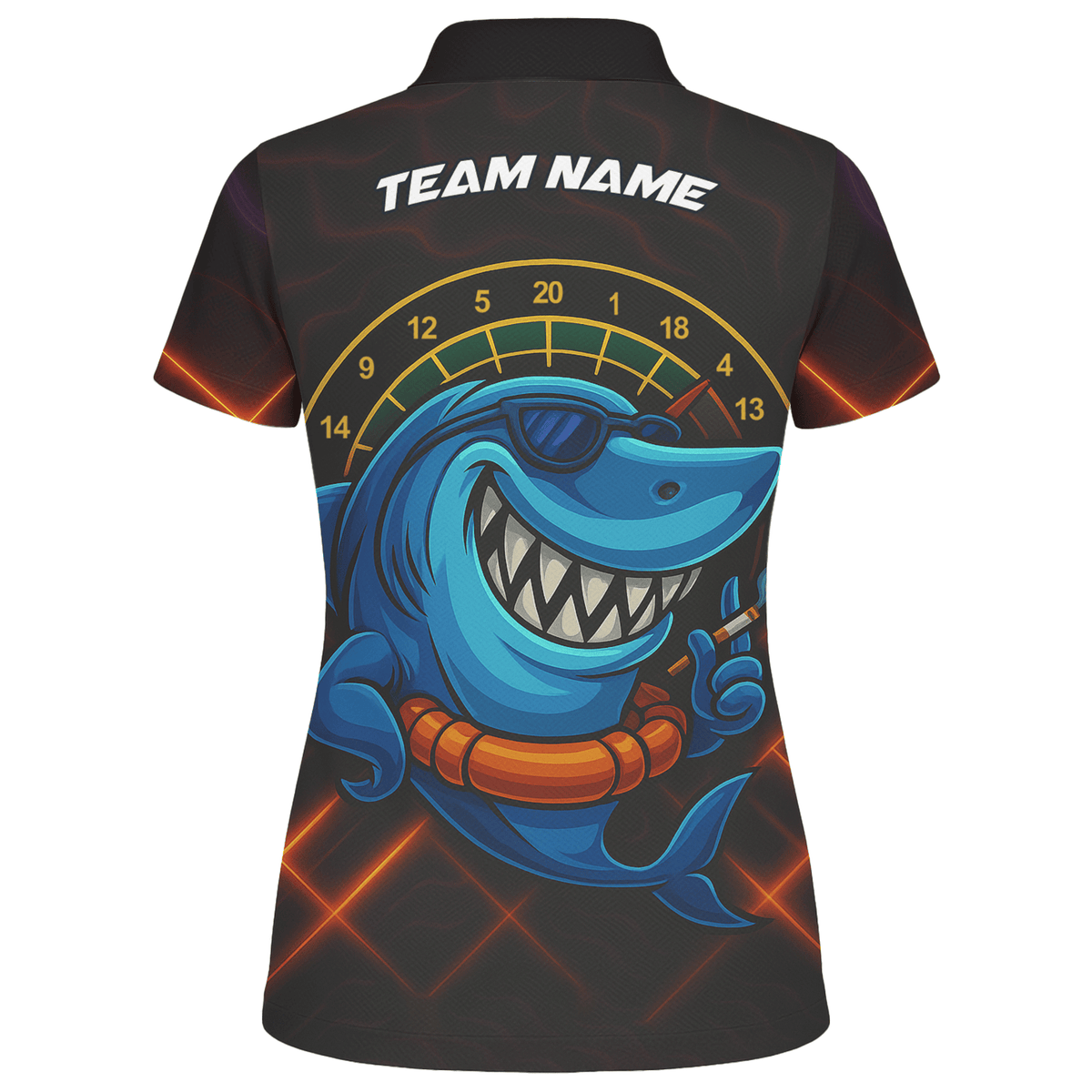 Personalized Cartoon Shark Dart Jersey Custom Name Team Polo Shirt Black Blue For Women L1234 additional image 2