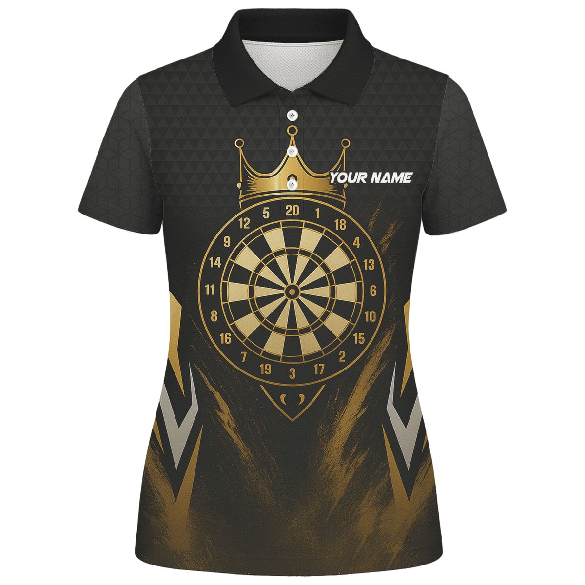 Personalized Black Gold Crown Dartboard Darts Polo Shirt For Women Z2886 additional image 1