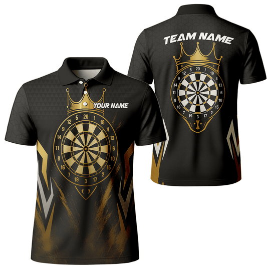 Personalized Black Gold Crown Dartboard Darts Polo Shirt For Men Z2886 main image - polo No