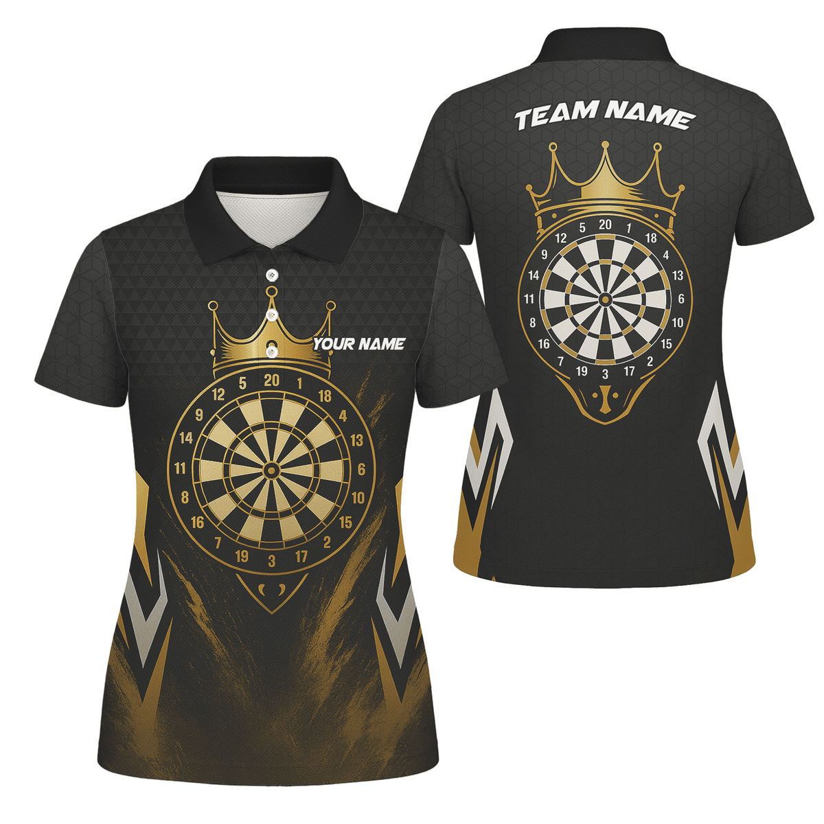 Personalized Black Gold Crown Dartboard Darts Polo Shirt For Women Z2886 main image - polo No