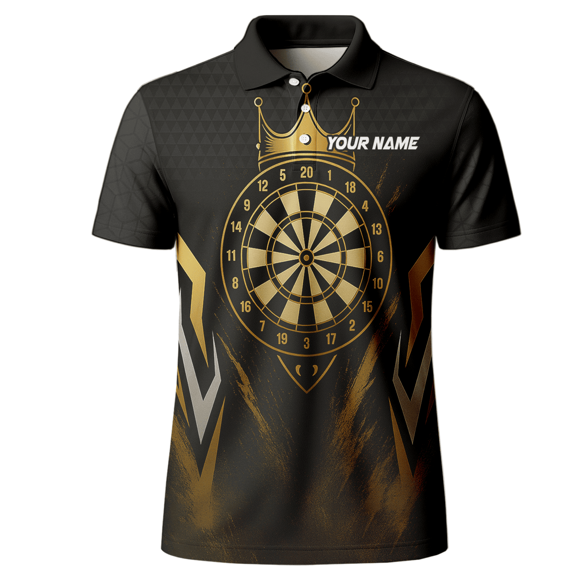 Personalized Black Gold Crown Dartboard Darts Polo Shirt For Men Z2886 additional image 2