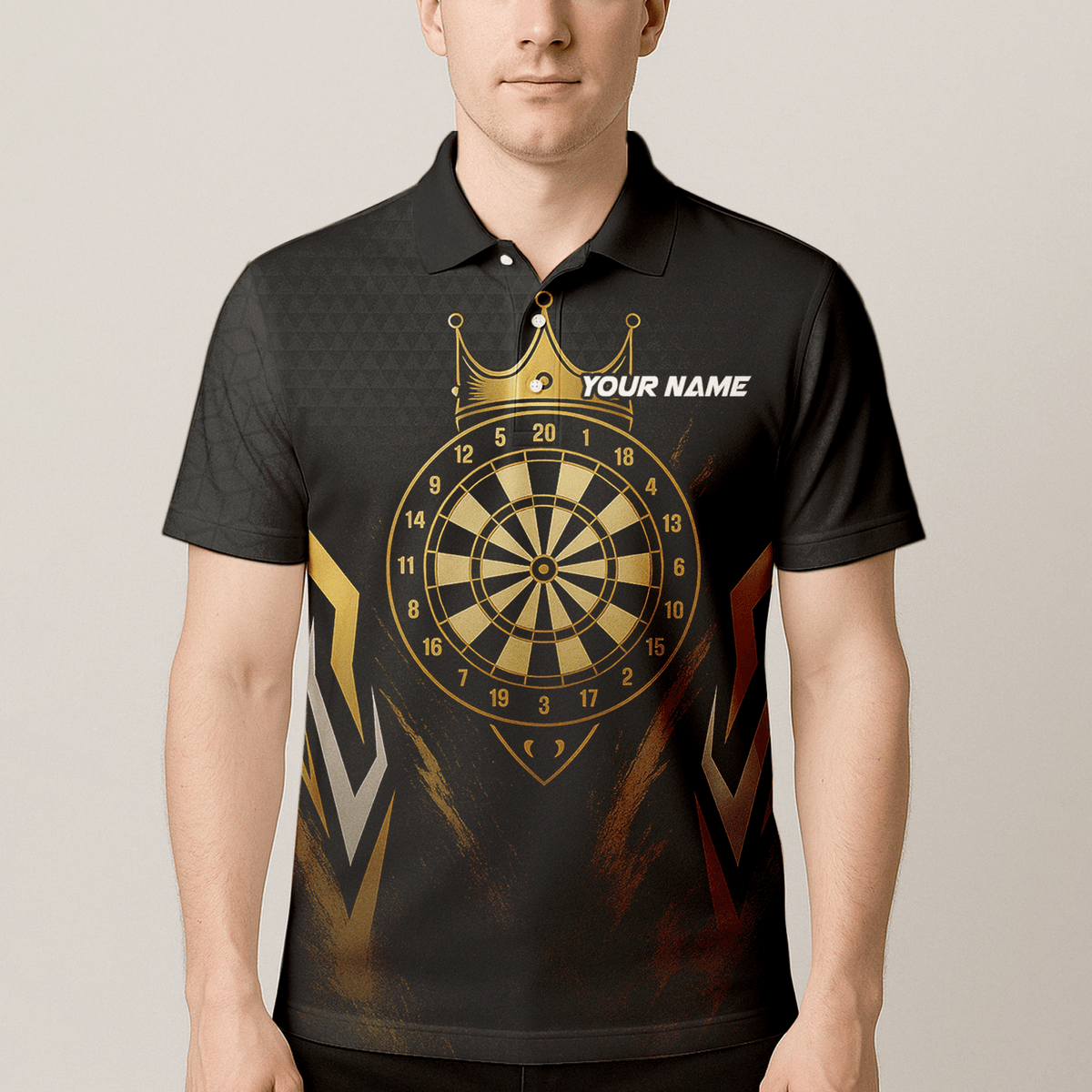 Personalized Black Gold Crown Dartboard Darts Polo Shirt For Men Z2886 additional image 4