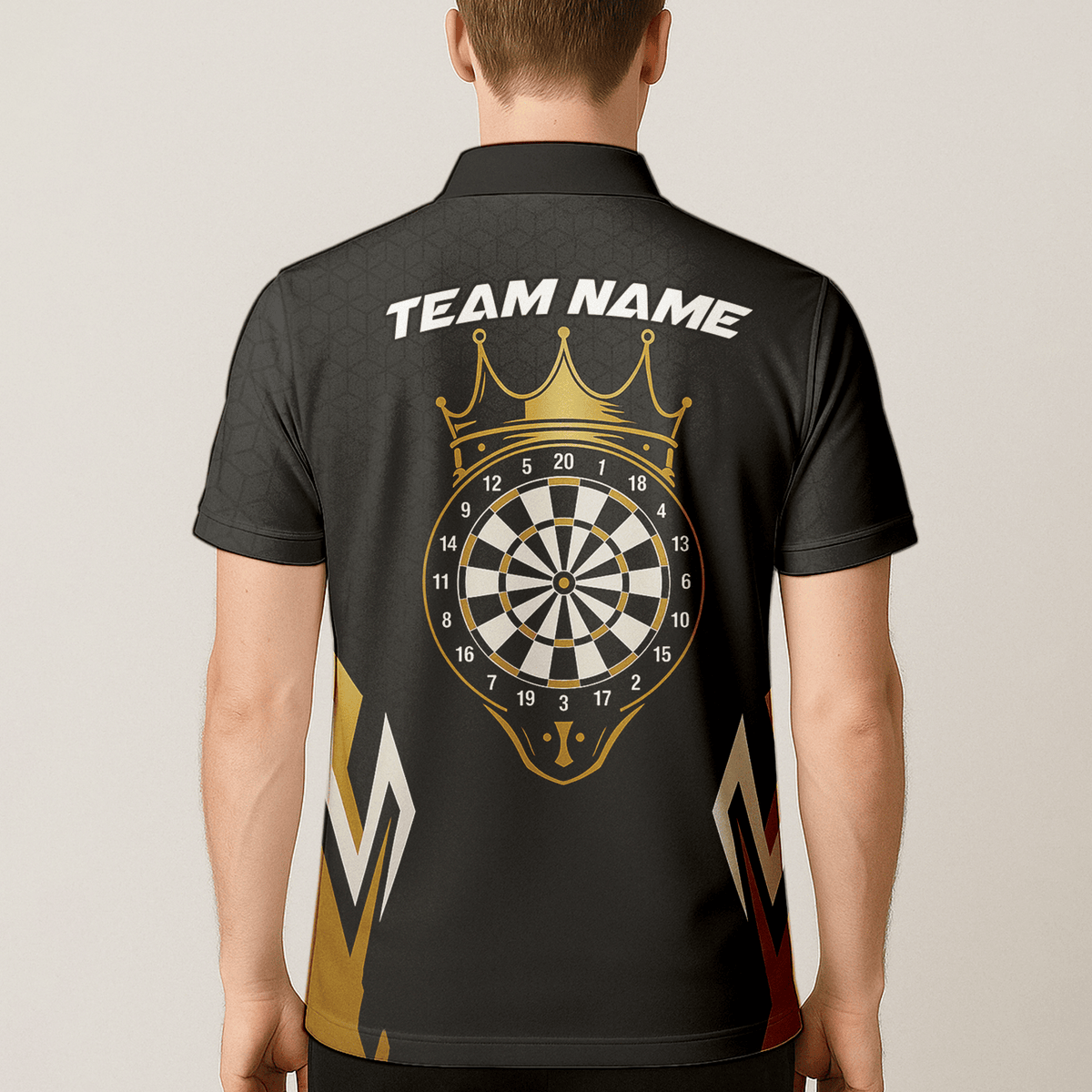 Personalized Black Gold Crown Dartboard Darts Polo Shirt For Men Z2886 additional image 5