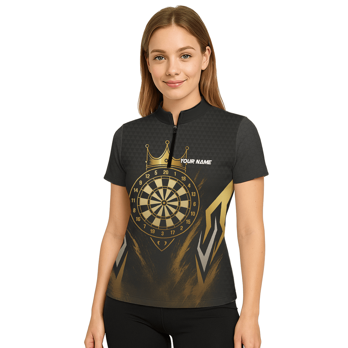 Personalized Black Gold Crown Dartboard Darts Polo Shirt For Women Z2886 additional image 5