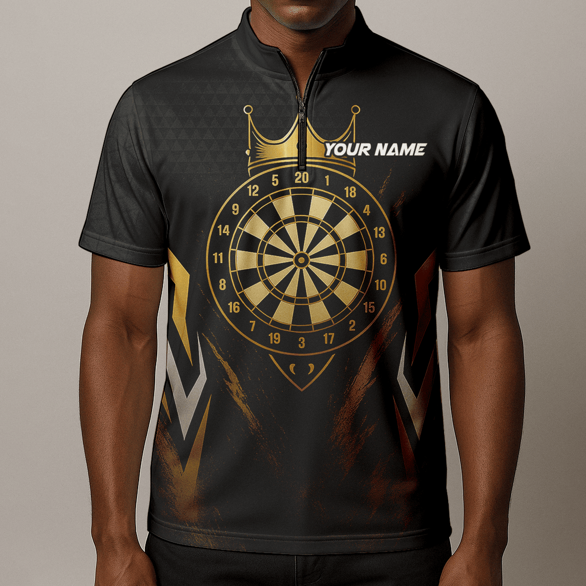 Personalized Black Gold Crown Dartboard Darts Polo Shirt For Men Z2886 additional image 8