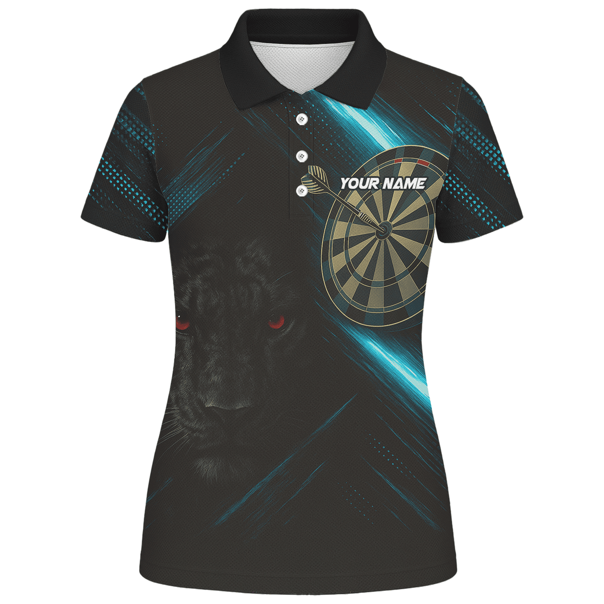 Personalized Black Panther Red Eye Dart Polo Shirt Blue Light Design For Women V5884 additional image 1