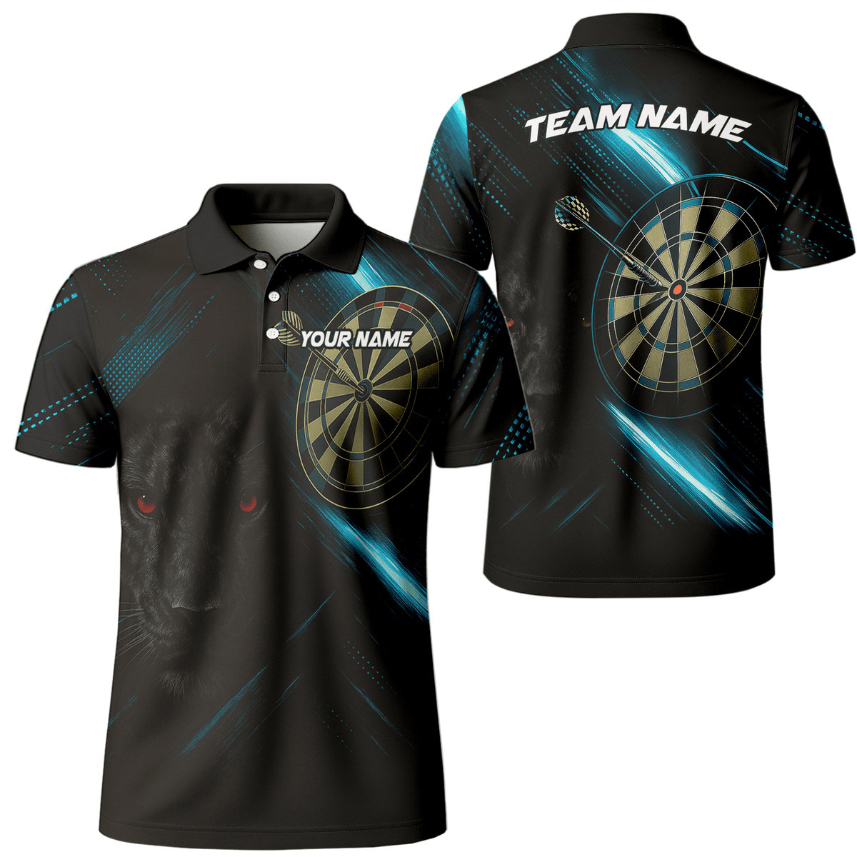 Personalized Black Panther Red Eye Dart Polo Shirt Blue Light Design For Men V5884 main image - polo No