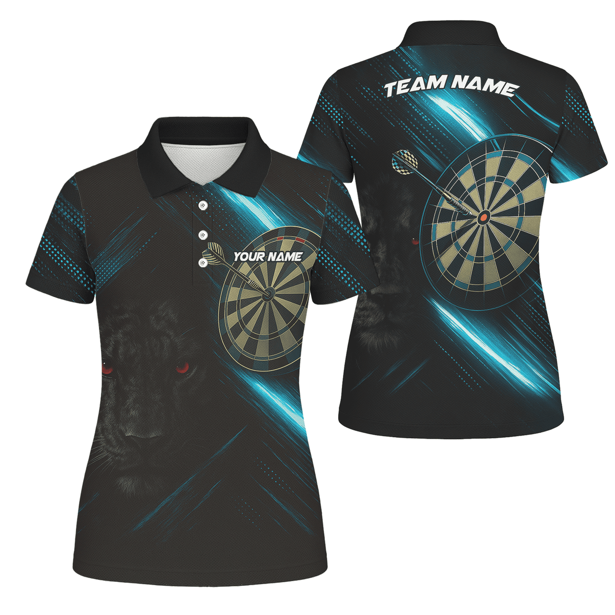 Personalized Black Panther Red Eye Dart Polo Shirt Blue Light Design For Women V5884 main image - polo No
