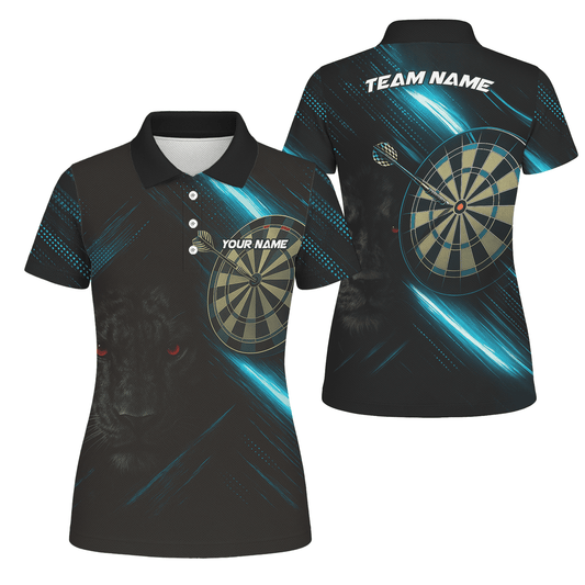 Personalized Black Panther Red Eye Dart Polo Shirt Blue Light Design For Women V5884 main image - polo No