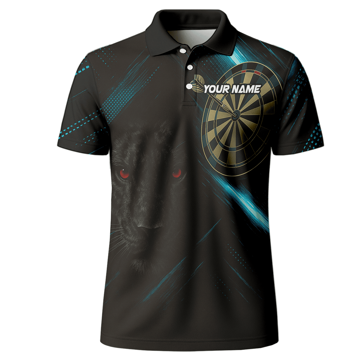 Personalized Black Panther Red Eye Dart Polo Shirt Blue Light Design For Men V5884 additional image 2
