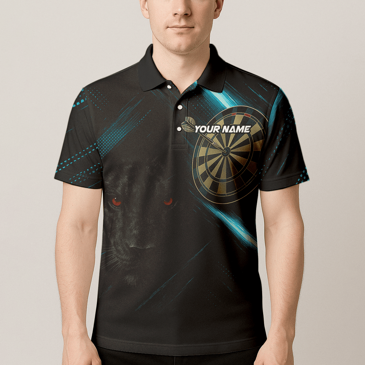 Personalized Black Panther Red Eye Dart Polo Shirt Blue Light Design For Men V5884 additional image 4
