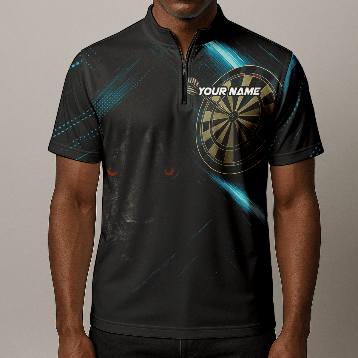 Personalized Black Panther Red Eye Dart Polo Shirt Blue Light Design For Men V5884 additional image 8