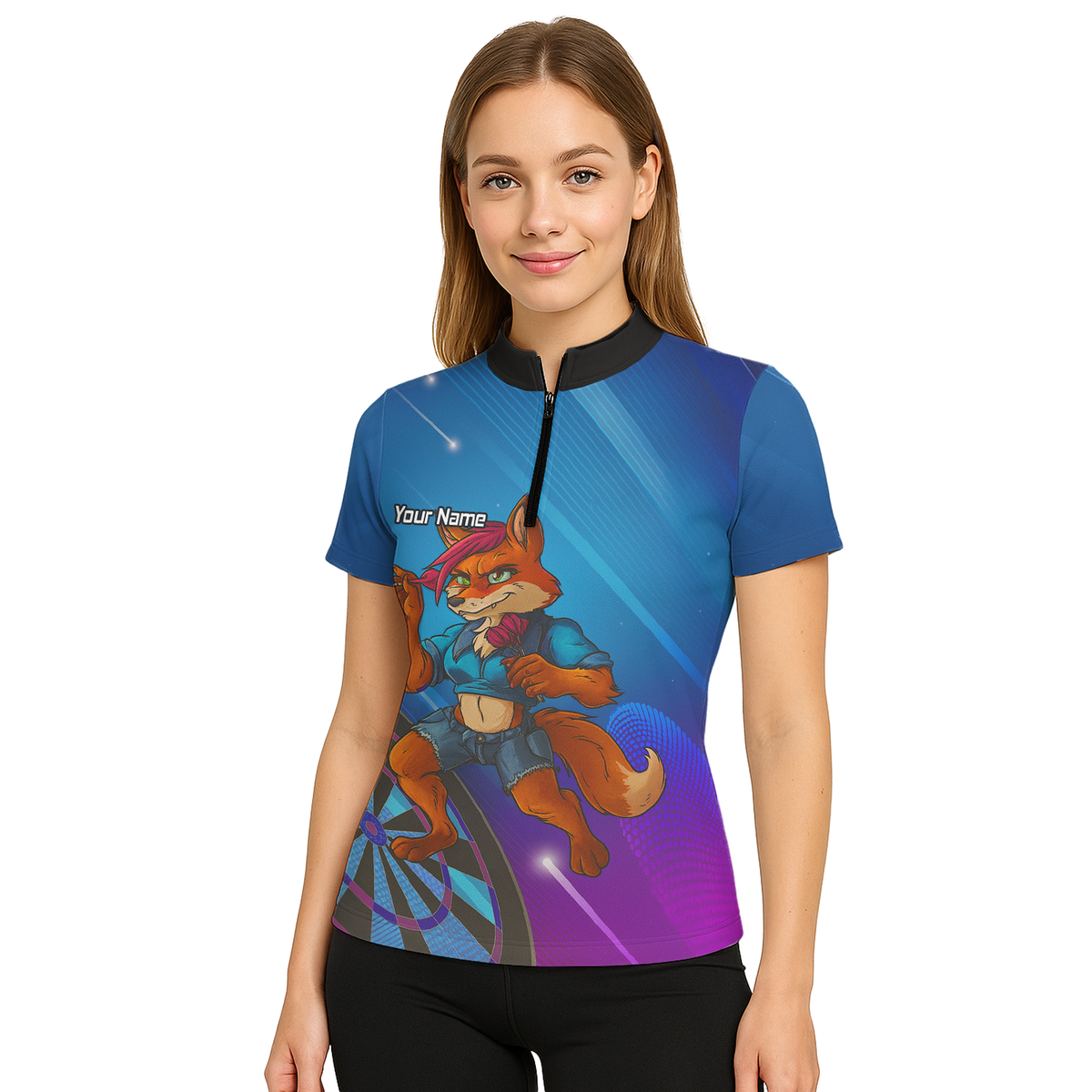 Personalised Gaming Fox Dart Polo Shirt Blue Purple For Men C8269 additional image 5