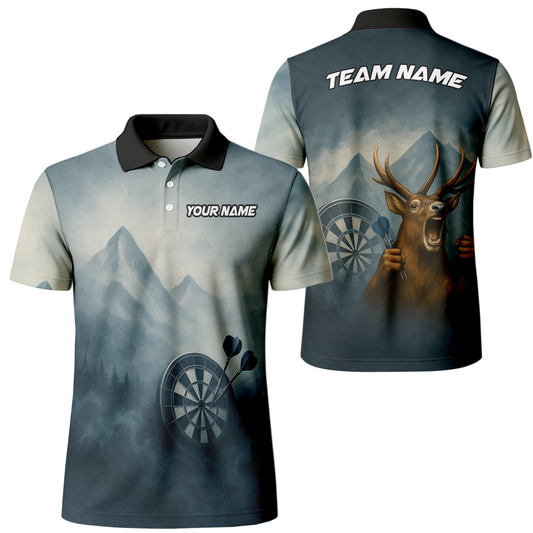 Personalized Dart Jersey Polo Shirt Deer Mountain Fog Custom Name Team main image - polo, Pocket No