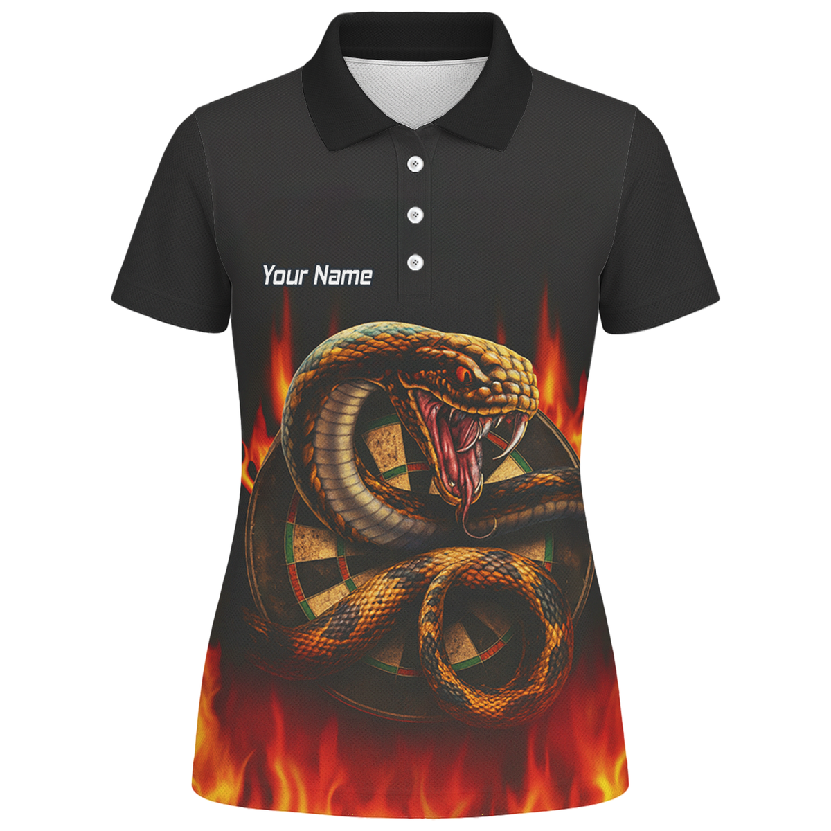 Personalised Cobra Snake Fire Darts Polo Shirt Black Red For Men G4939 additional image 1