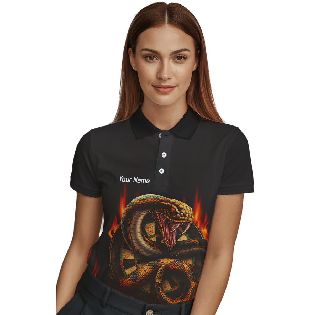 Personalised Cobra Snake Fire Darts Polo Shirt Black Red For Men G4939 additional image 3