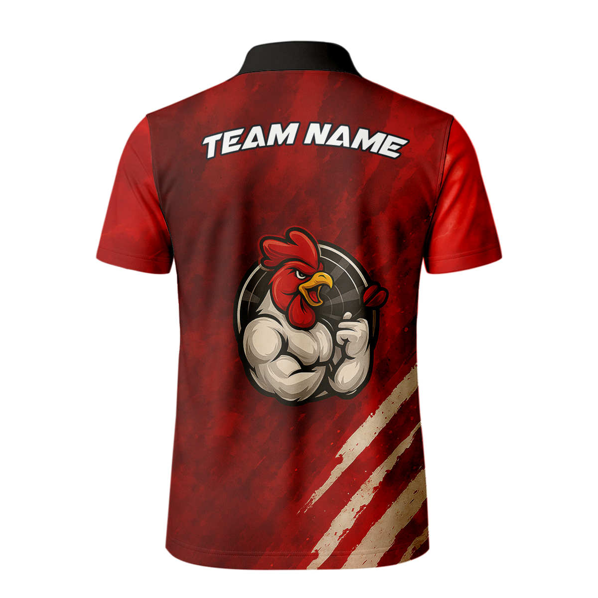 Personalized Funny Rooster Dart Polo Shirt Custom Team Name Red Black additional image 3