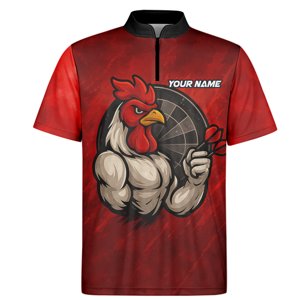 Personalized Funny Rooster Dart Polo Shirt Custom Team Name Red Black additional image 6