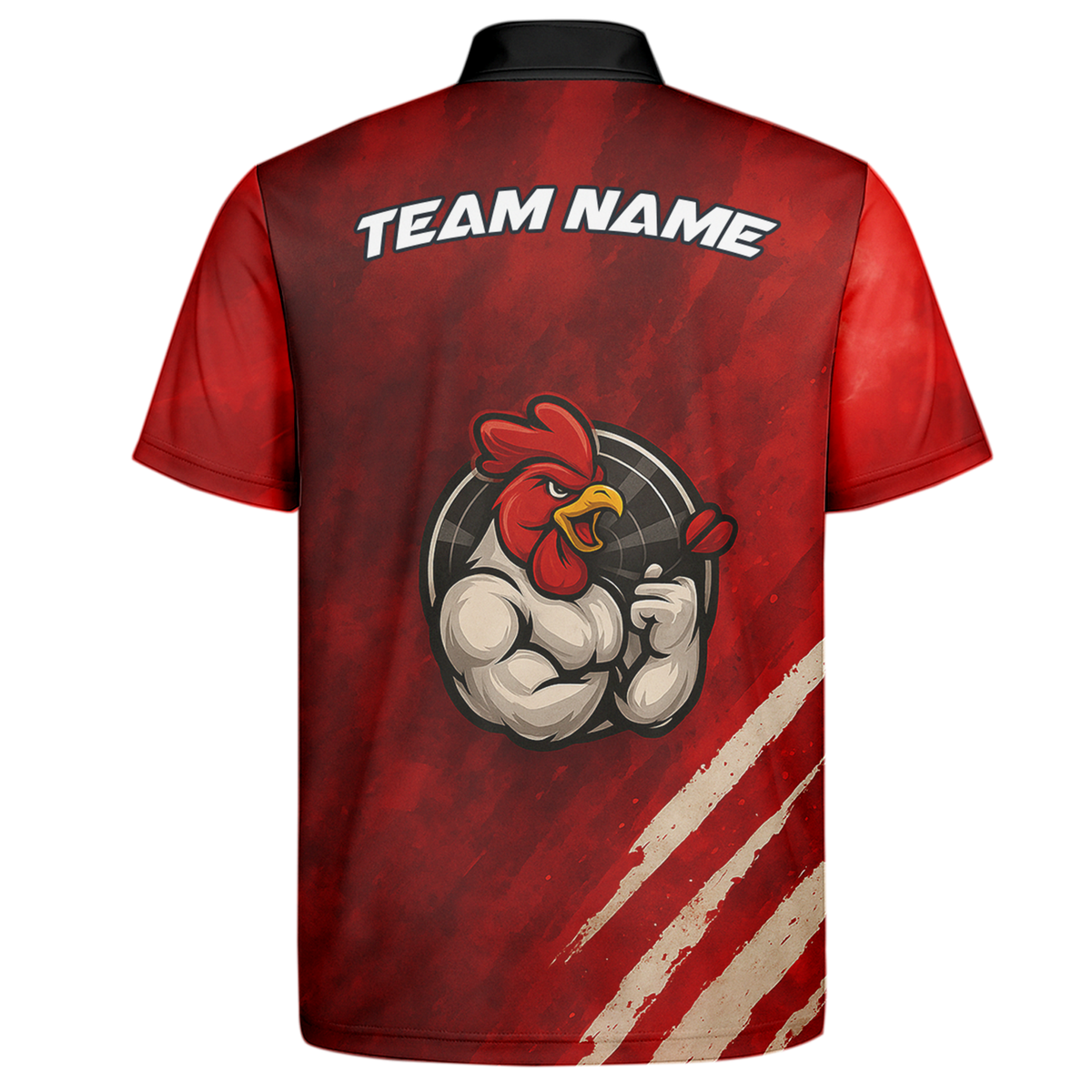 Personalized Funny Rooster Dart Polo Shirt Custom Team Name Red Black additional image 7
