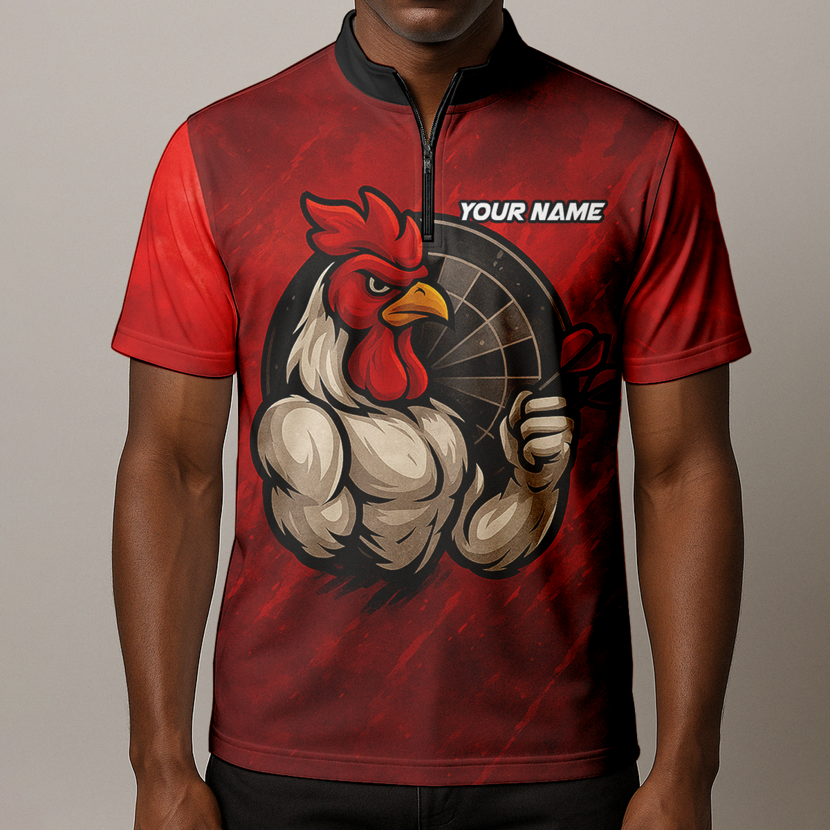 Personalized Funny Rooster Dart Polo Shirt Custom Team Name Red Black additional image 8