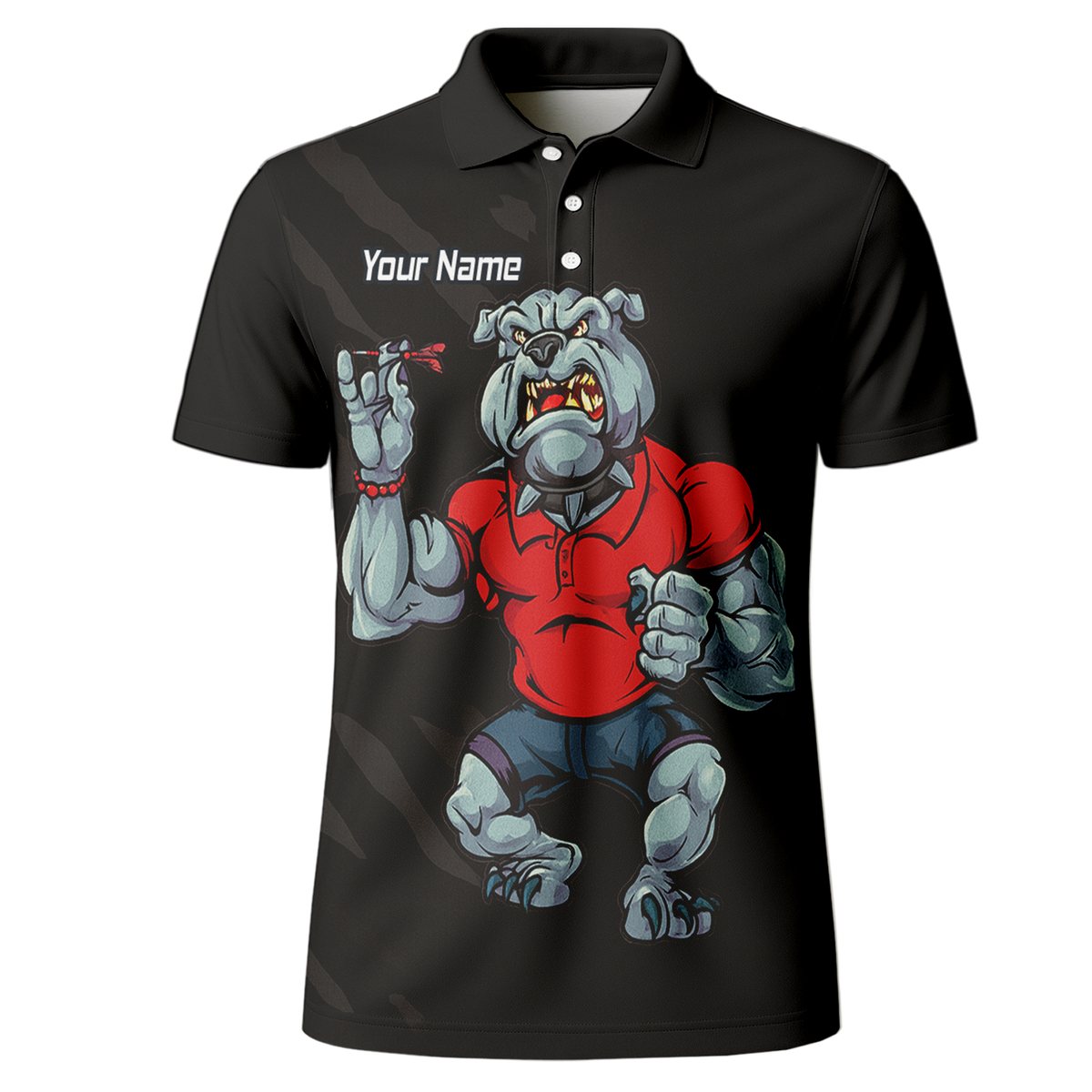 Personalised Bulldog Dart Polo Shirt Black Red For Men K7530 additional image 2