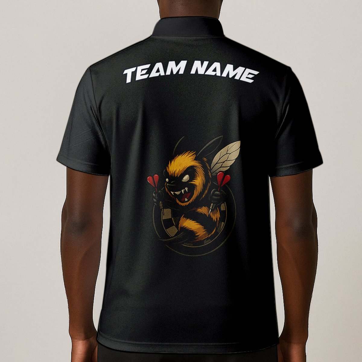 Personalized Angry Bee Dart Jersey Polo Shirt Black additional image 1