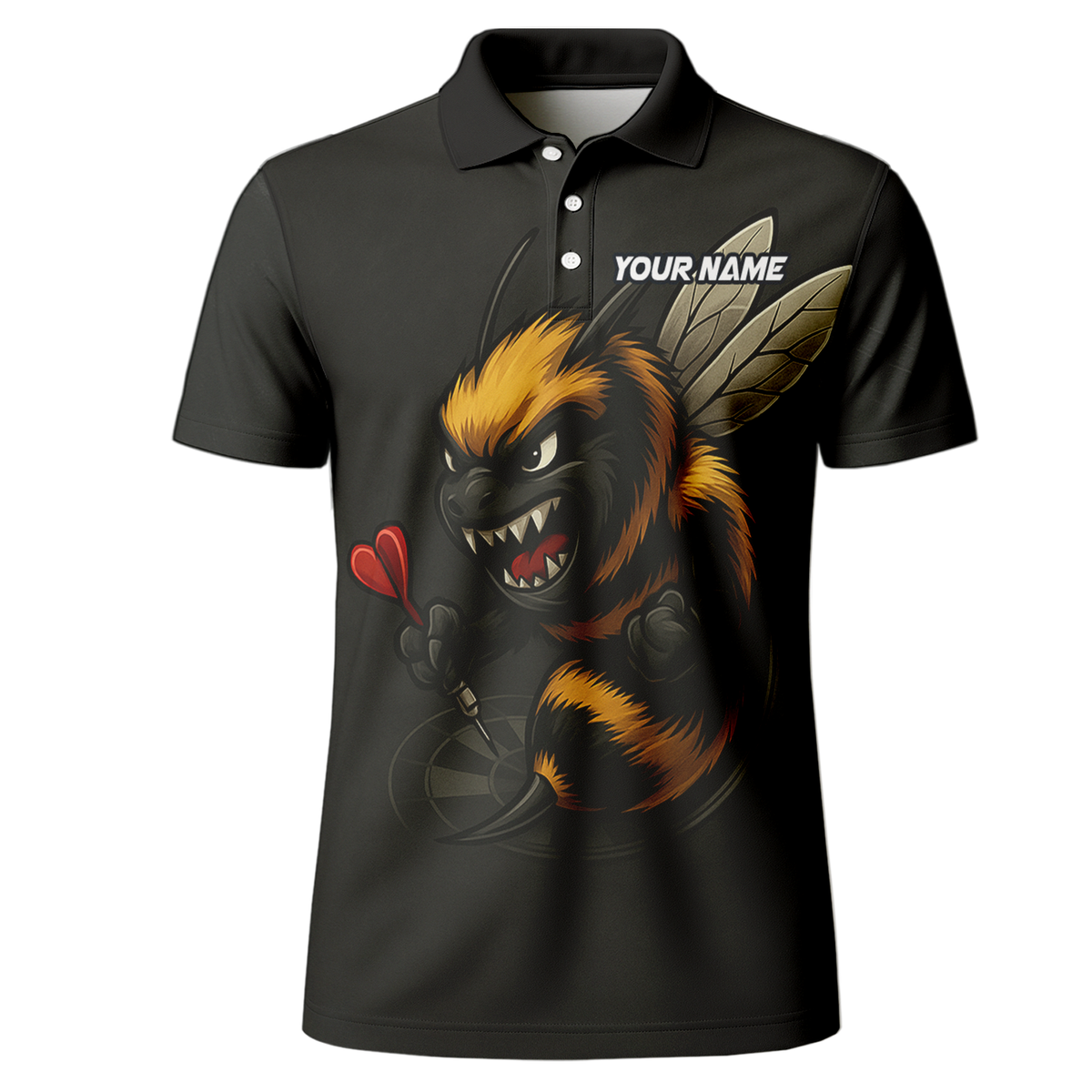Personalized Angry Bee Dart Jersey Polo Shirt Black additional image 2