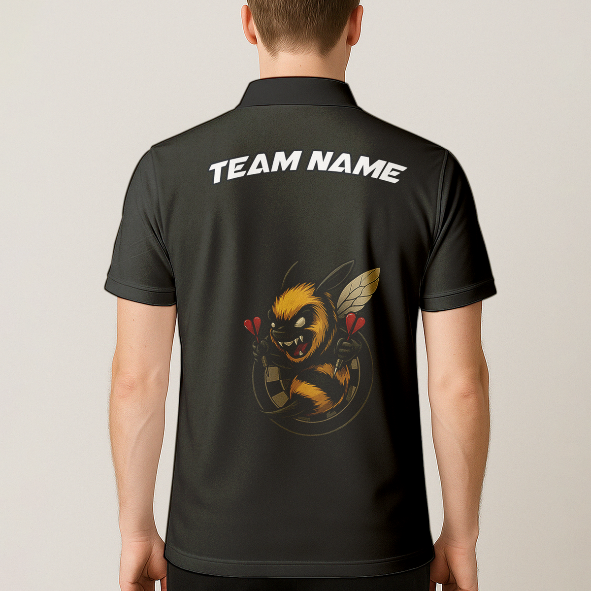 Personalized Angry Bee Dart Jersey Polo Shirt Black additional image 5