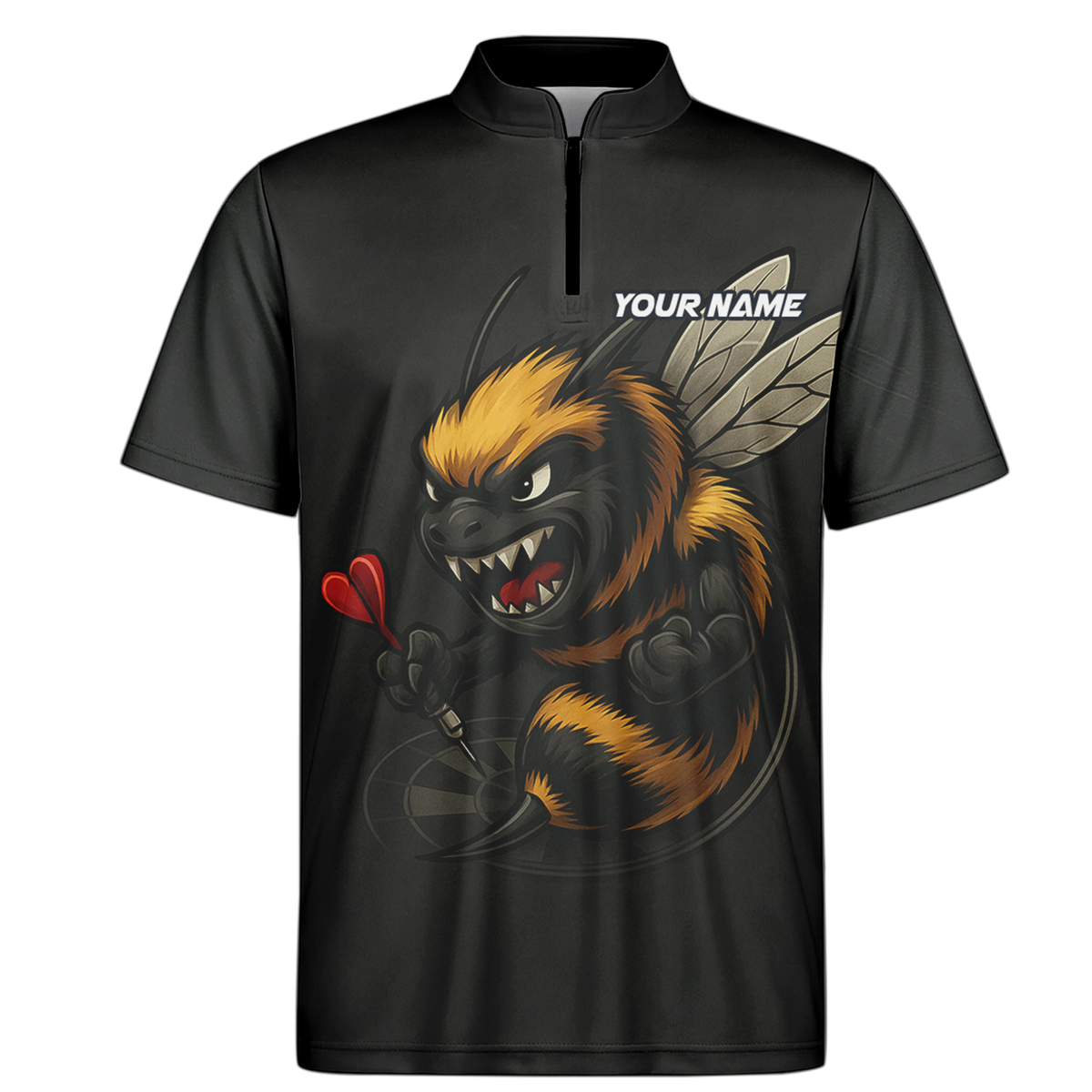 Personalized Angry Bee Dart Jersey Polo Shirt Black additional image 6