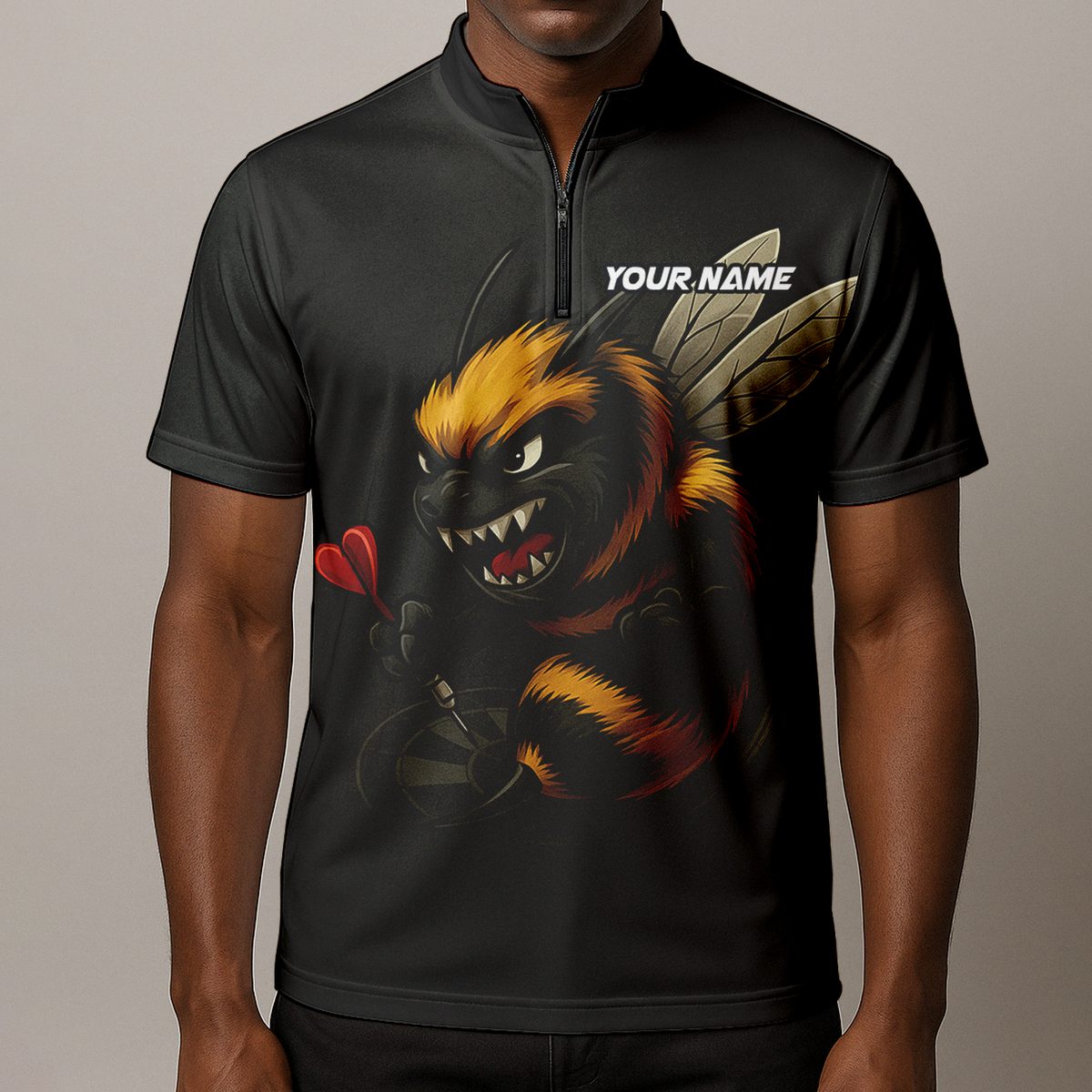 Personalized Angry Bee Dart Jersey Polo Shirt Black additional image 8