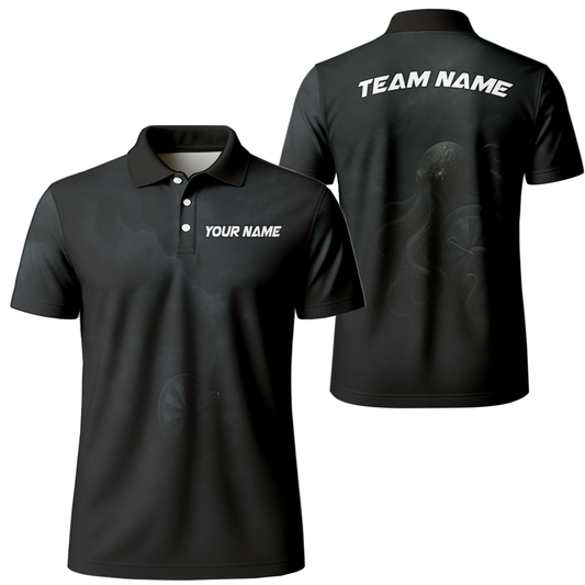 Personalized Black Kraken Octopus Dart Polo Shirt main image - polo, Pocket No