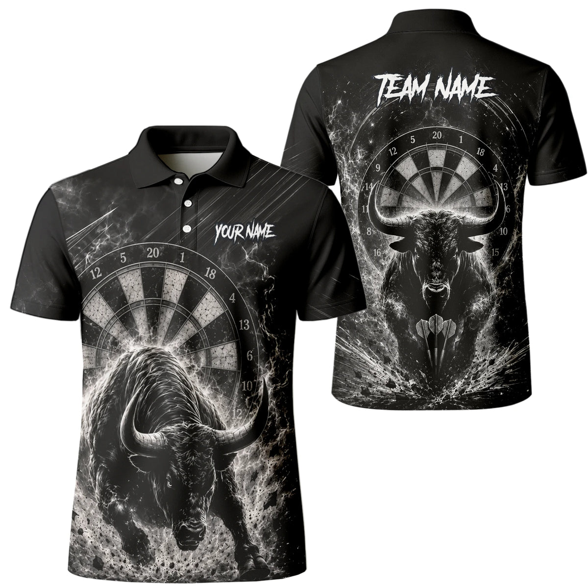 Personalised Black & White Bull Head Darts Shirt For Men V420