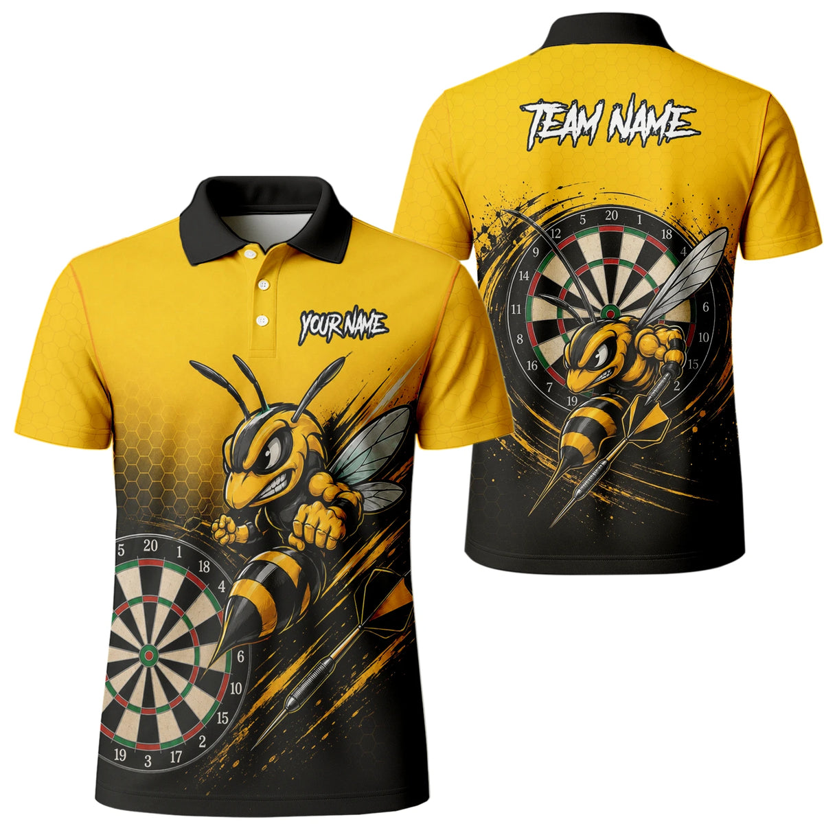 Personalised Yellow & Black Wasp Darts Shirt For Men F032
