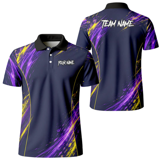 Personalised Navy Purple Yellow Abstract Darts Shirt For Men D517