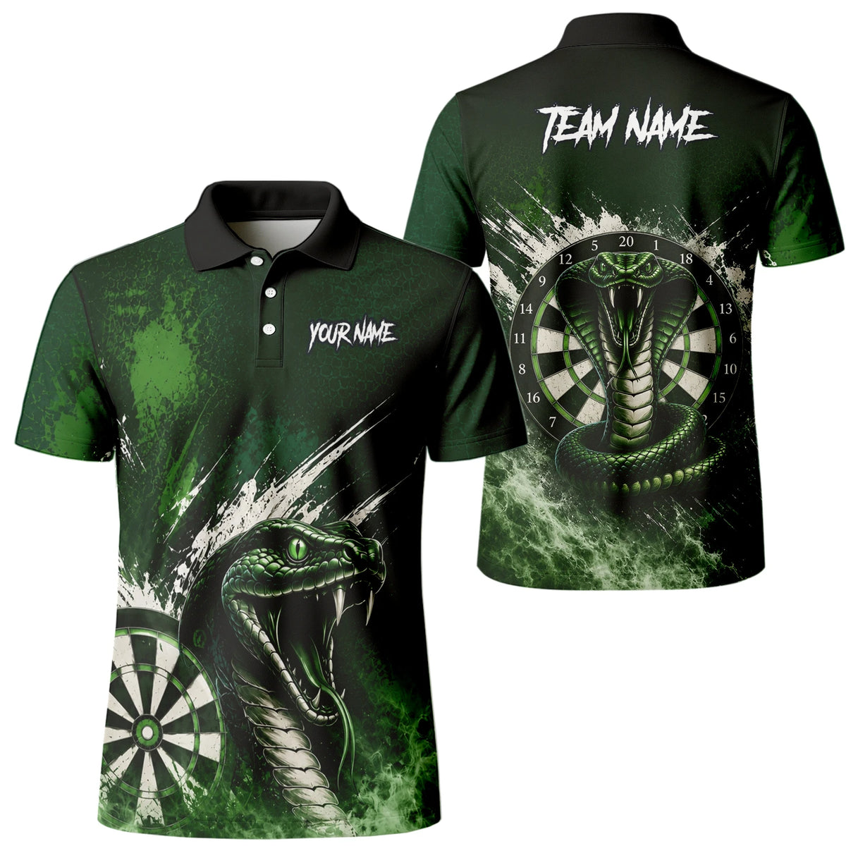 Personalised Green & Black Cobra Dartboard Darts Shirt For Men M244