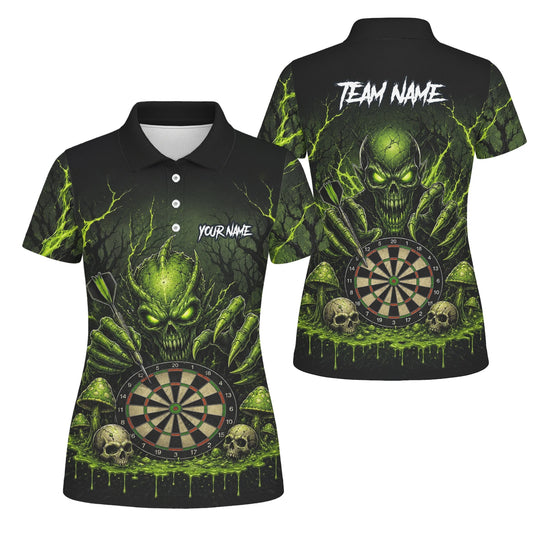 Personalised Black & Green Monster Skull Dartboard Darts Shirt For Women A277
