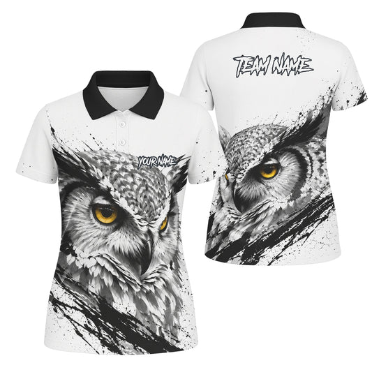 Personalised White Black Yellow Owl Darts Shirt For Women P128