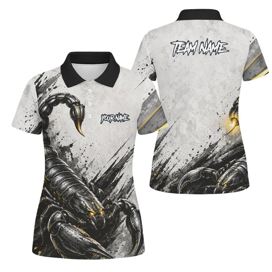 Personalised White Black Gold Scorpion Darts Shirt For Women S226