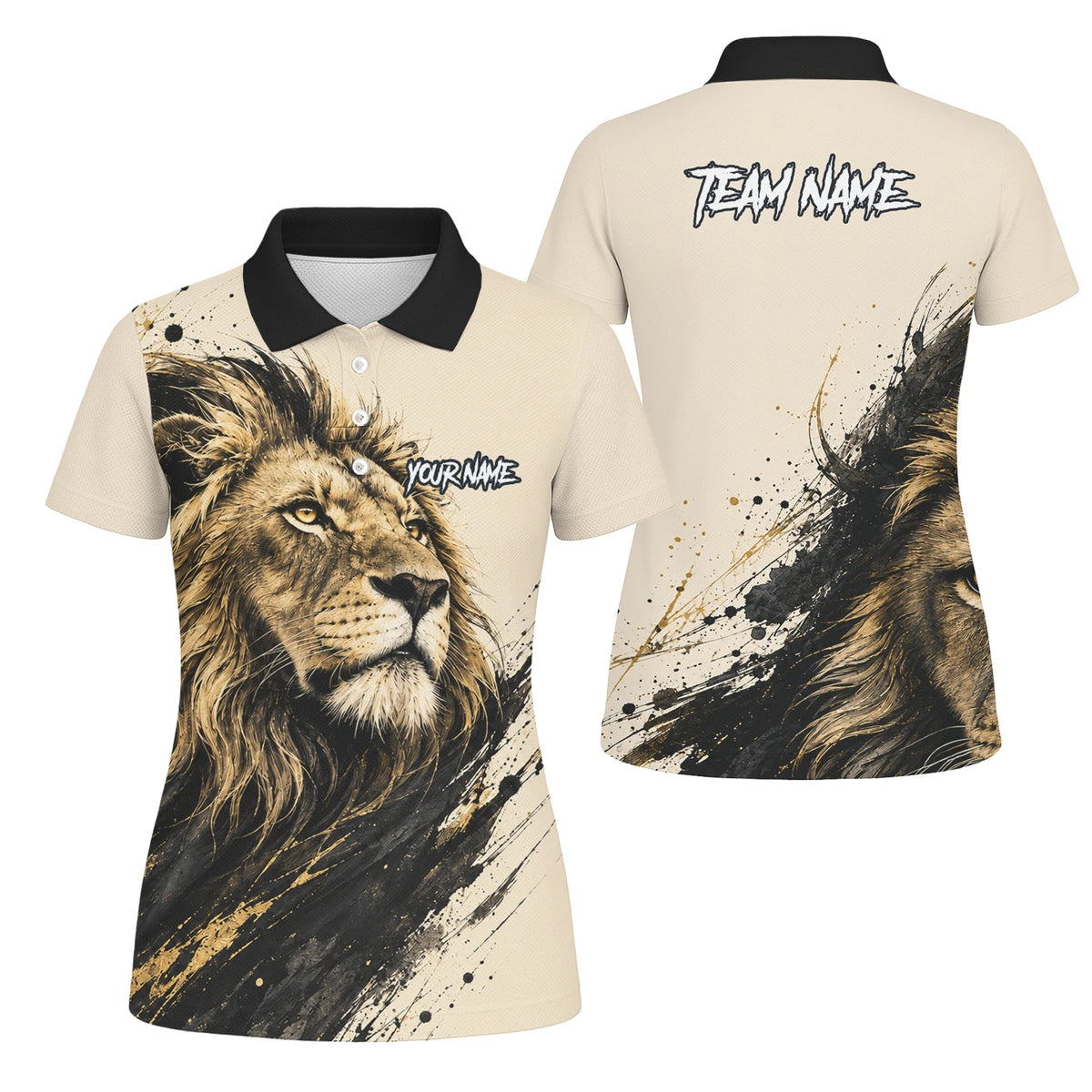 Personalised Cream Black Gold Lion Darts Shirt For Women Q209