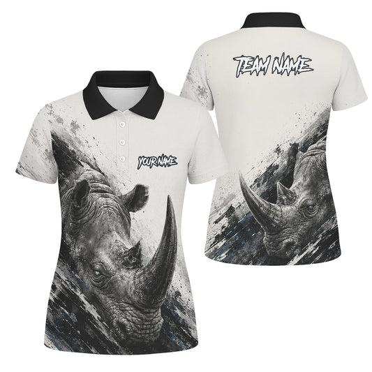 Personalised White Black Grey Rhino Darts Shirt For Women C312