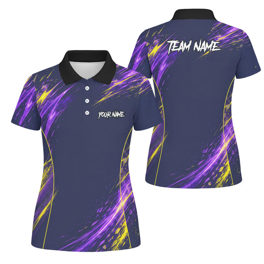 Personalised Navy Purple Yellow Abstract Darts Shirt For Women D517