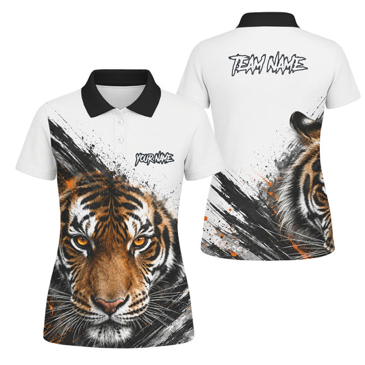 Personalised White Black Orange Tiger Darts Shirt For Women N832