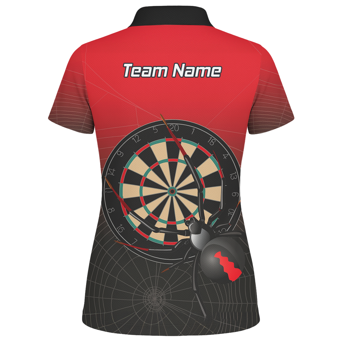 Personalised Black Widow Darts Polo Shirt Red Black For Men F3646 additional image 2